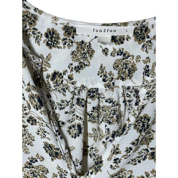 Fun2Fun Women's Floral Print Blouse L Career Work Top Casual Summer Cottage - Picture 4 of 9